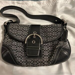 Coach Black and Gray Patterned Shoulder Bag